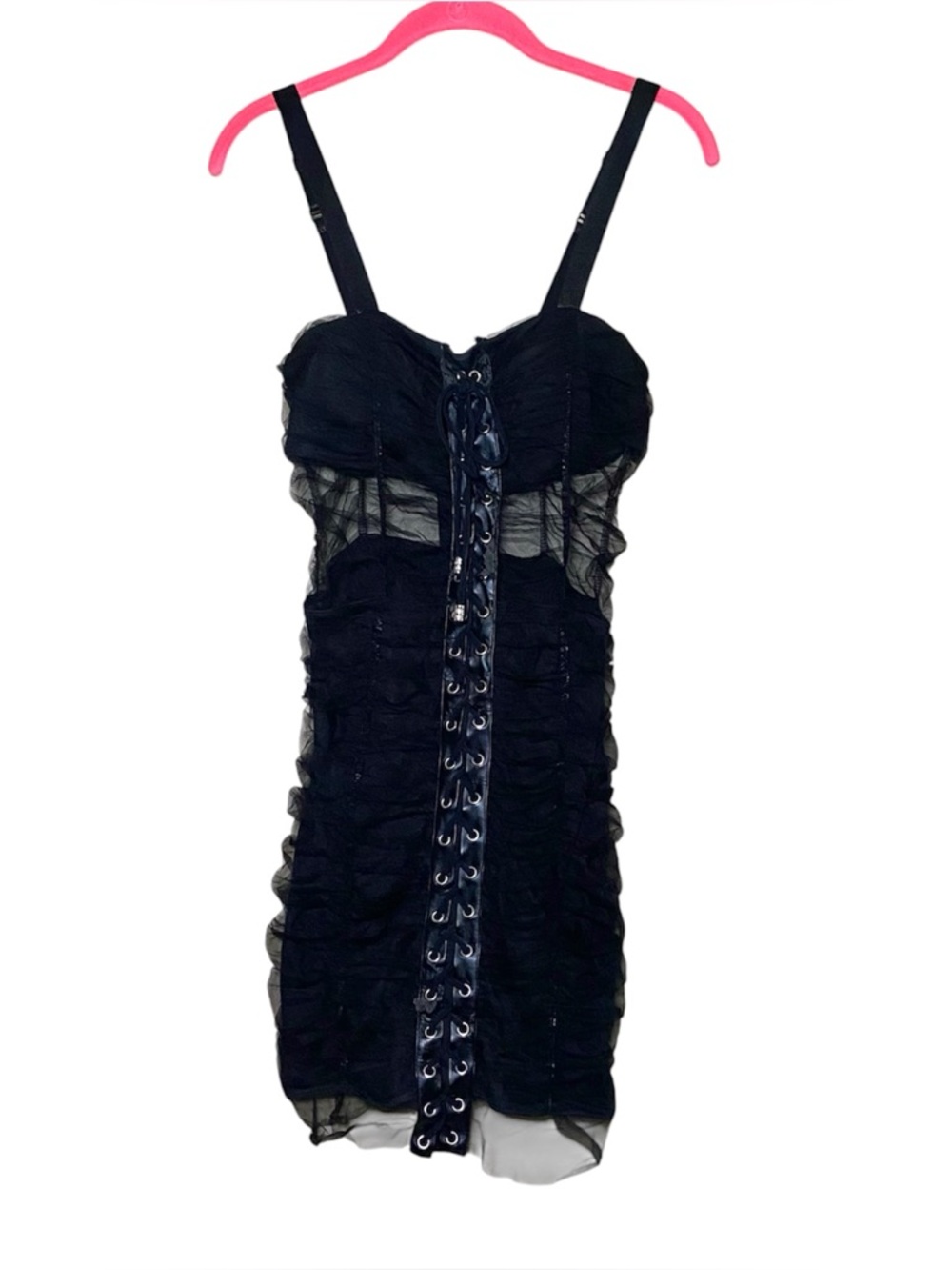 Hera Collection Mesh Corset Lace Up Mini Dress Womens M Sexy Gothic Clubwear